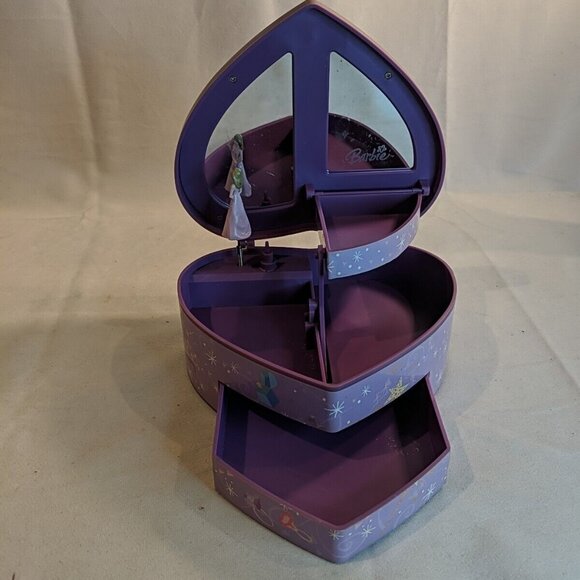 Barbie Gunther Mele Swan Lake Music Box Jewelry Heart Vintage Purple Dancing Dol - Picture 3 of 12